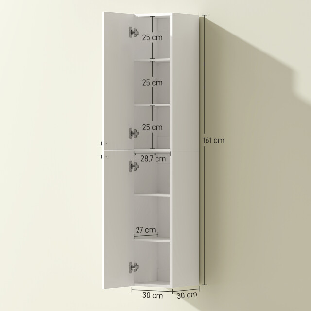 Homcom Badkamerkast wandgemonteerd gelakt 6 planken mdf - 3285150 large