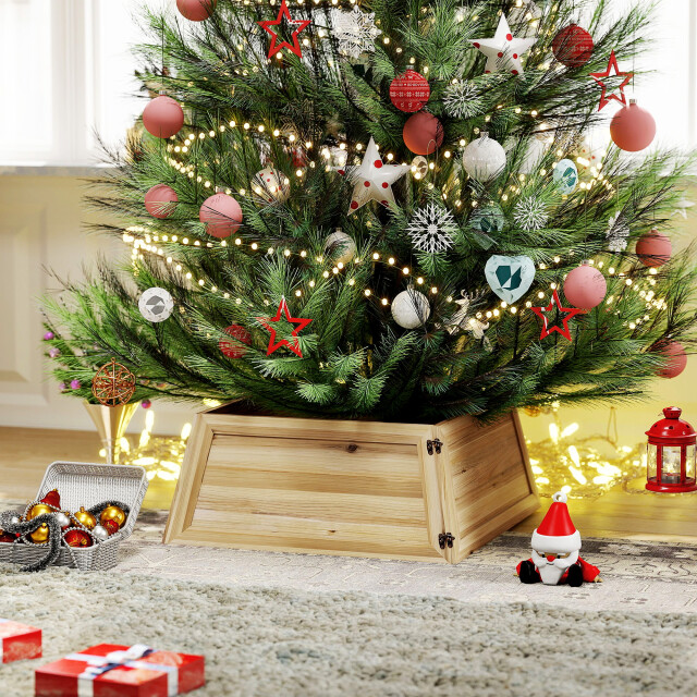 Homcom Kerstboomrok 65 x 65 cm kerstboommand van vuren bruin 3275672 large