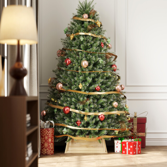 Homcom Kerstboomrok 65 x 65 cm kerstboommand van vuren bruin 3275672 large
