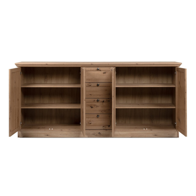 CaliCosy Buffet 4 portes et 4 tiroirs avec poignées en métal l200 cm timber 3302392 large