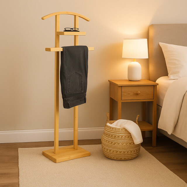 Casa di Elturo Dressboy kledingstandaard kledingbutler bamboe h113 cm 3281443 large
