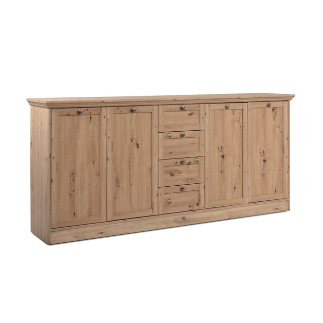 CaliCosy Buffet 4 portes et 4 tiroirs avec poignées en métal l200 cm timber 3302392 large