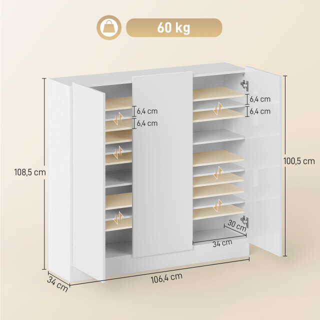 4goodz Homcom schoenenkast 20-30 paar schoenen hoogglans 3296588 large