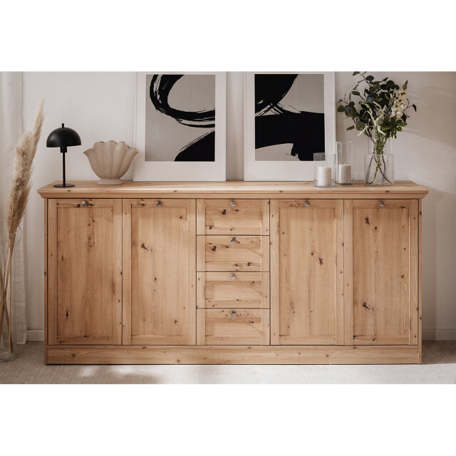 CaliCosy Buffet 4 portes et 4 tiroirs avec poignées en métal l200 cm timber 3302392 large