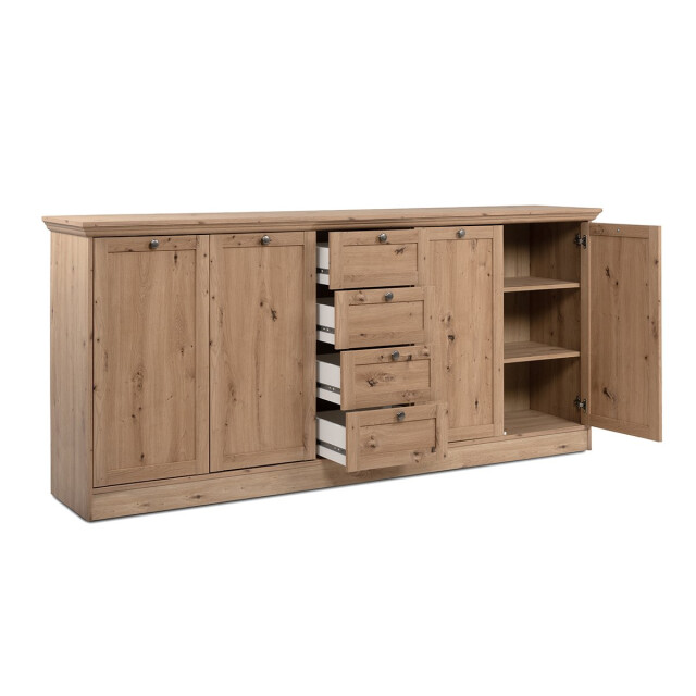 CaliCosy Buffet 4 portes et 4 tiroirs avec poignées en métal l200 cm timber 3302392 large