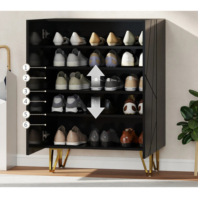 4goodz Schoenenkast met 2 deuren 3 verstelbare planken hoogglans 3296584 large