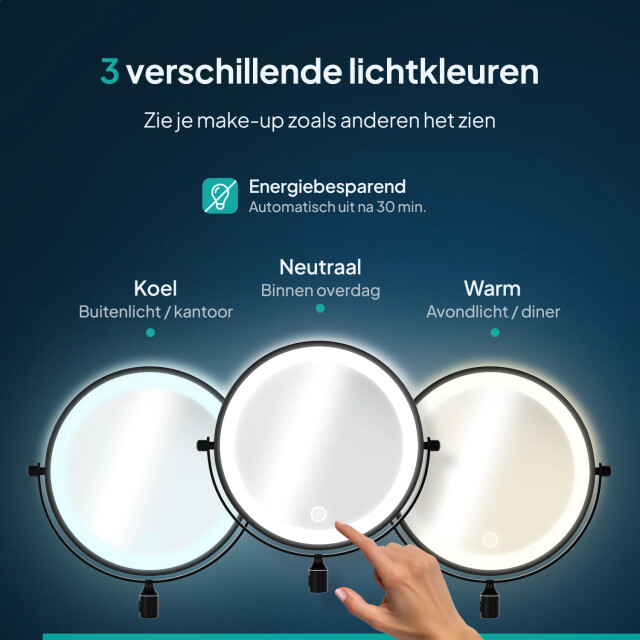 Mirlux Make-up spiegel oplaadbaar zwart 1-5x vergroting 3083716 large