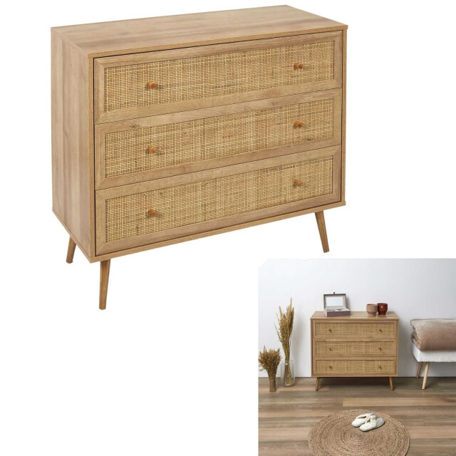 Home Deco Factory Ladekast bali met rattan voorzijde buffetkast 90x39x79 cm - 3202280 large