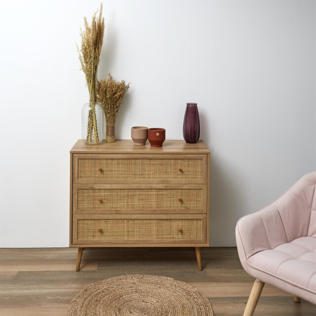 Home Deco Factory Ladekast bali met rattan voorzijde buffetkast 90x39x79 cm - 3202280 large