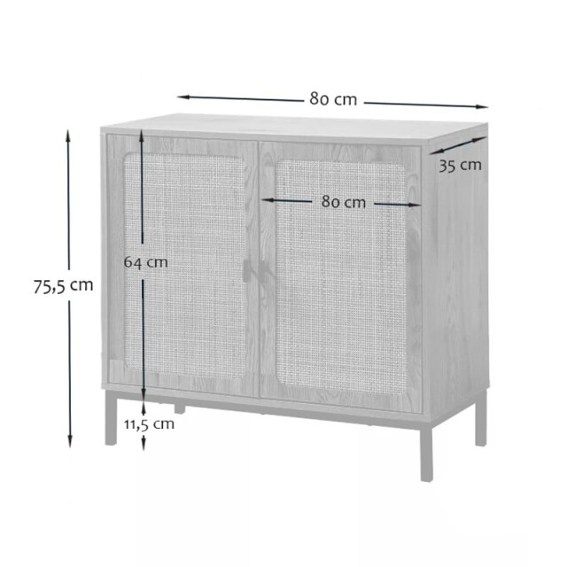 CaliCosy Buffet 2 portes en rotin naturel l80 cm jaya 3042284 large