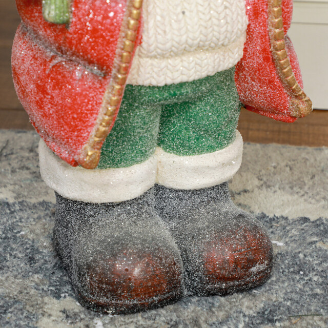 Homcom Kerstman beeldje 50 cm met boom en cadeau- 3 warm witte led's werkt op 3288020 large