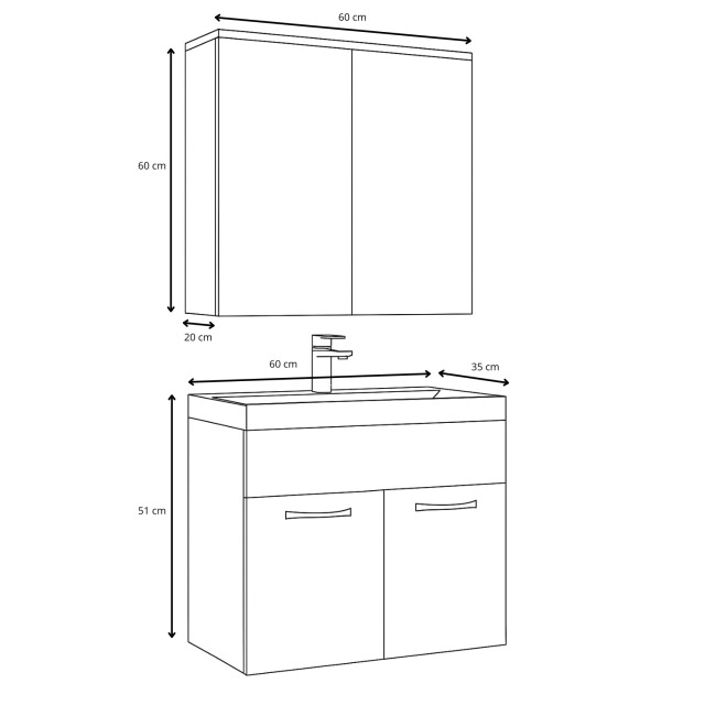 Badplaats Badkamermeubel set montreal 01 60 cm - badmeubel met 3181077 large
