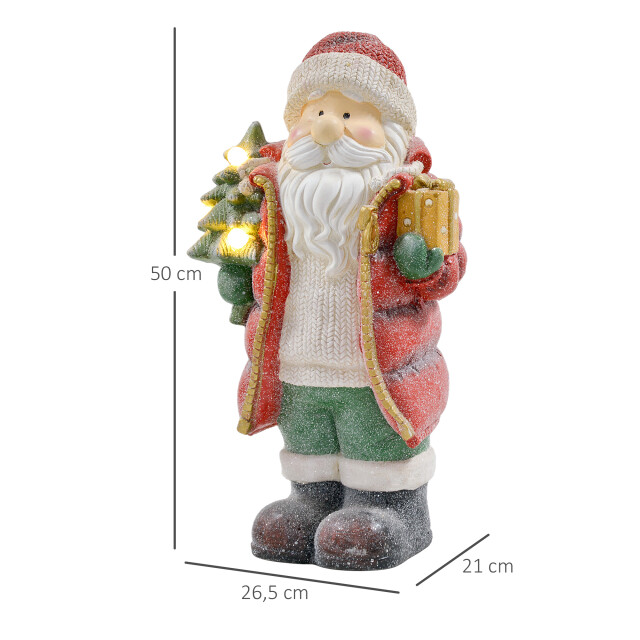 Homcom Kerstman beeldje 50 cm met boom en cadeau- 3 warm witte led's werkt op 3288020 large