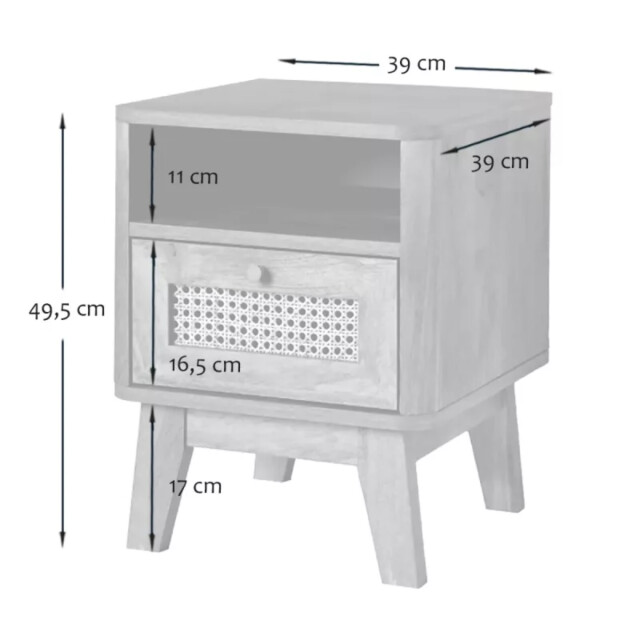 CaliCosy Nachtkastje 1 lade met rotan front en 1 open vak l39 cm palmo 2948020 large