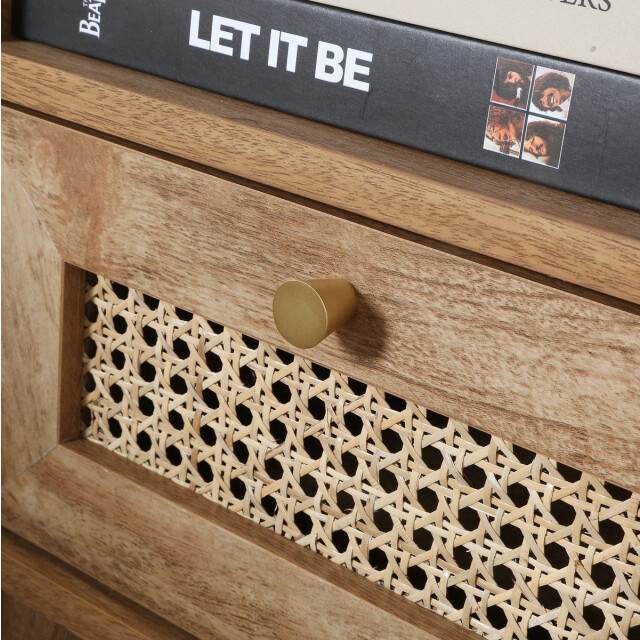 CaliCosy Nachtkastje 1 lade met rotan front en 1 open vak l39 cm palmo 2948020 large