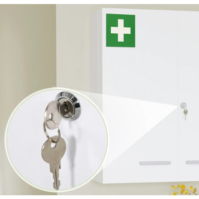 4goodz Medicijnkastje ehbo-kastje met slot rvs 15x40x53 cm - 3156455 large