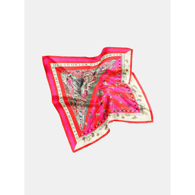 Mucho Gusto ® zijden sjaal new york rood & fuchsia luxe MUCHO GUSTO® Zijden Sjaal New York - Rood & Fuchsia Luxe large