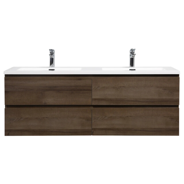 Badplaats Badkamermeubel set angela 140cm bruin badmeubel met wastafel 3281440 large