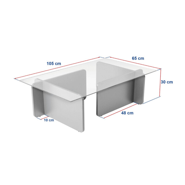 CaliCosy Salontafel met een blad van gehard glas l105 cm flavio 3253397 large
