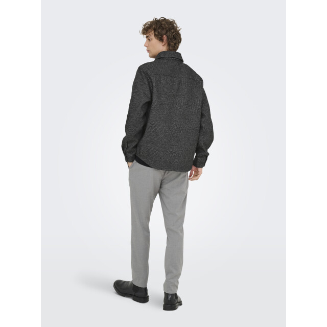 Only & Sons onsmicah twill overshirt frml 22035478 medium grey melange 05633.941.0076 large