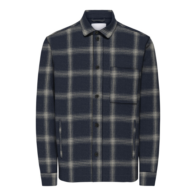 Only & Sons onsaiden checked twill shirt frml 22035467 dark sapphire 05631.240.0060 large