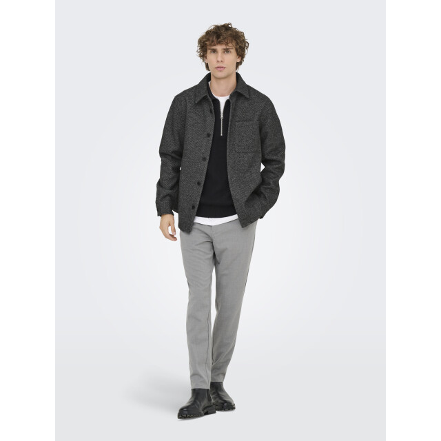 Only & Sons onsmicah twill overshirt frml 22035478 medium grey melange 05633.941.0076 large