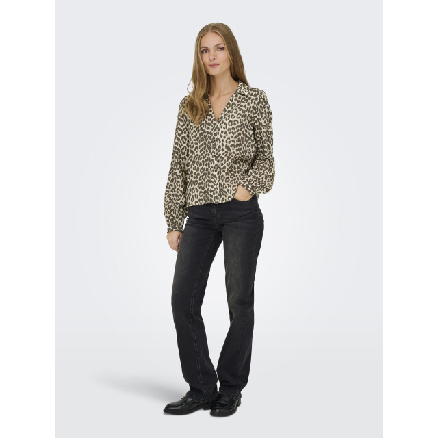 Jacqueline de Yong beatrice life l/s v-neck shirt w 15359476 birch brown leo 06615.840.0031 large