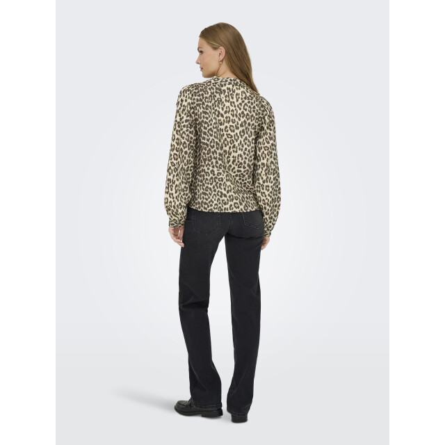 Jacqueline de Yong beatrice life l/s v-neck shirt w 15359476 birch brown leo 06615.840.0031 large