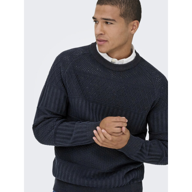 Only & Sons Onsalkan reg crew knit navy 5219.37.0037 large