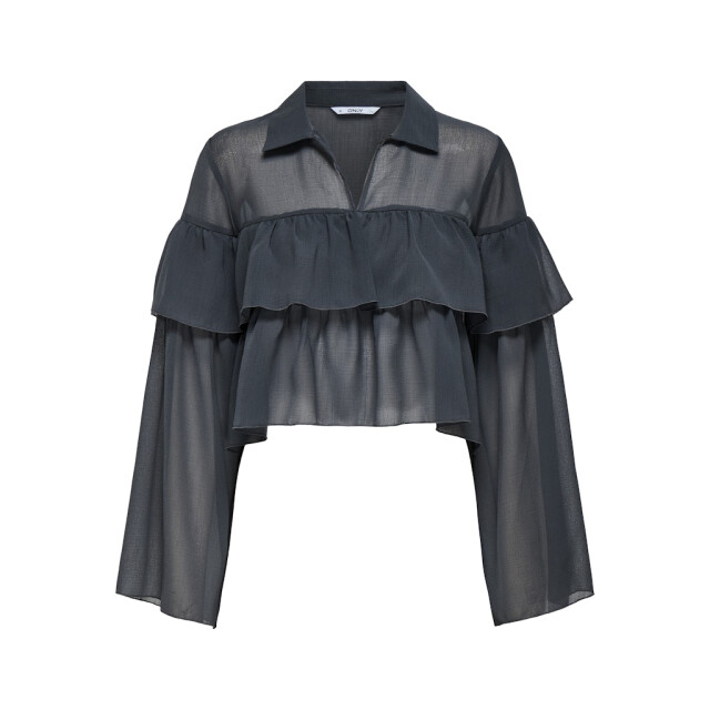 Only Onlsuzzi ls frill tie top ox wvn antraciet 4389.85.0004 large