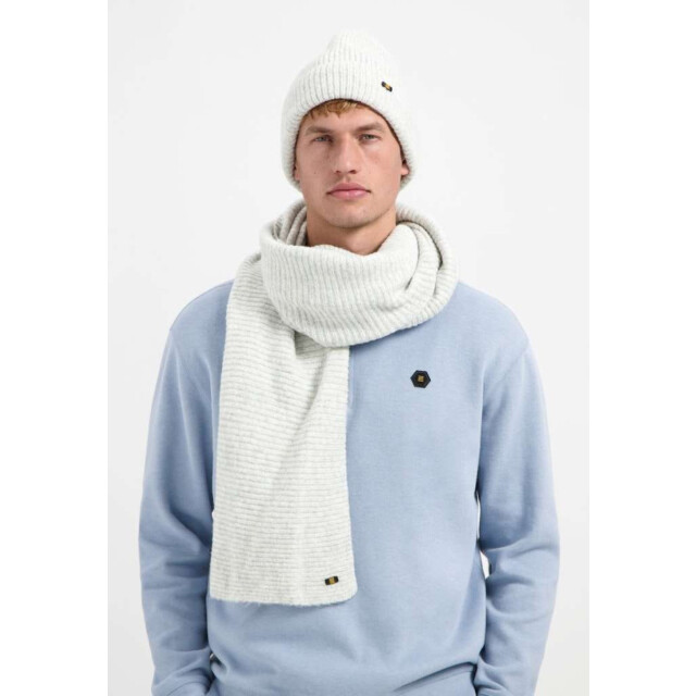 No Excess Beenie + scarf rib knit set grey melange 29950902-102 large