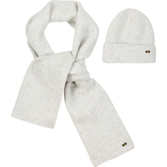 No Excess Beenie + scarf rib knit set grey melange 29950902-102 large