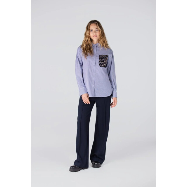 Jansen Amsterdam Goldie blouse cs3 726 sequins pocket dark blue CS3 726 large