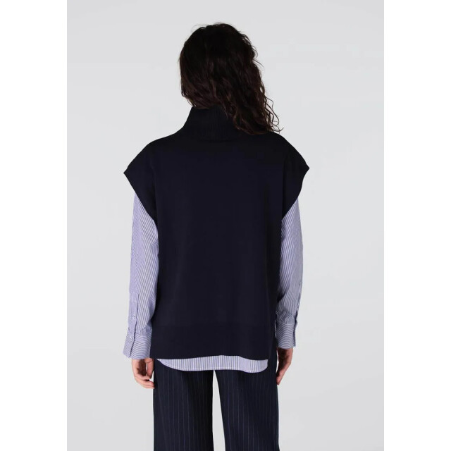 Jansen Amsterdam Bracha fn153 mouwloos turtle neck dark blue FN153 large