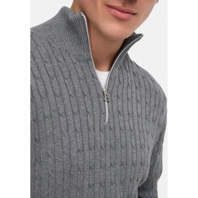 Kronstadt Ks35029 cable half zip 959 stone mix heren trui 959 Stone Mix/KS35029 CABLE Half Zip large