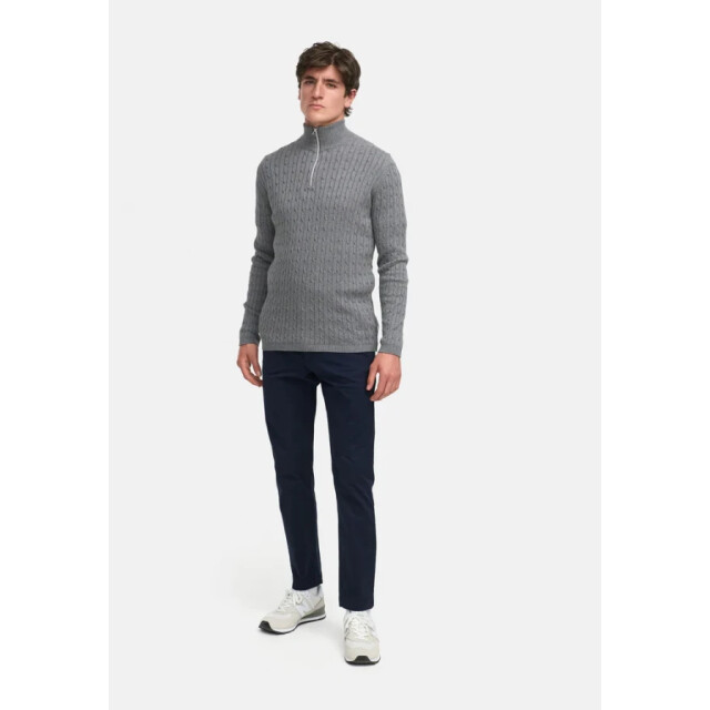 Kronstadt Ks35029 cable half zip 959 stone mix heren trui 959 Stone Mix/KS35029 CABLE Half Zip large
