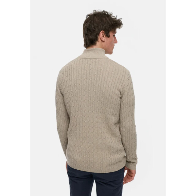 Kronstadt Ks35029 cable half zip 024 beige mix heren trui 039 Sand Mix/KS35029 CABLE Half Zip large