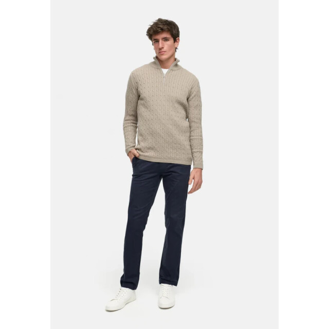 Kronstadt Ks35029 cable half zip 024 beige mix heren trui 039 Sand Mix/KS35029 CABLE Half Zip large