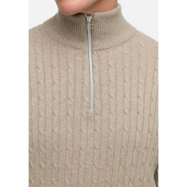 Kronstadt Ks35029 cable half zip 024 beige mix heren trui 039 Sand Mix/KS35029 CABLE Half Zip large