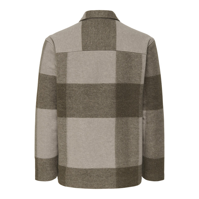 Only & Sons onswake checked zip overshirt 22034447 chinchilla 05633.840.0077 large