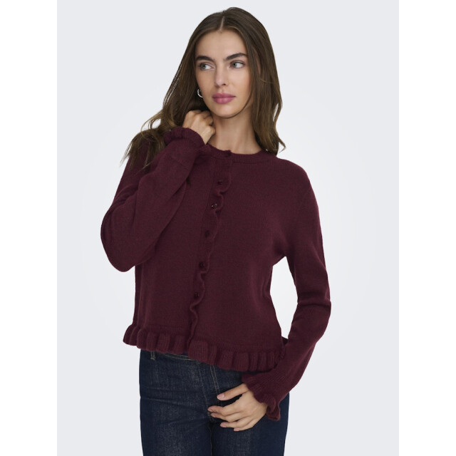 Jacqueline de Yong Jdyletty ls on frill cardigan knt noos bordeaux 4249.47.0015 large