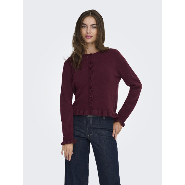 Jacqueline de Yong Jdyletty ls on frill cardigan knt noos bordeaux 4249.47.0015 large