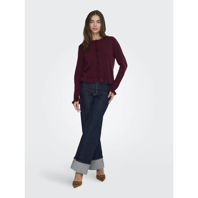 Jacqueline de Yong Jdyletty ls on frill cardigan knt noos bordeaux 4249.47.0015 large