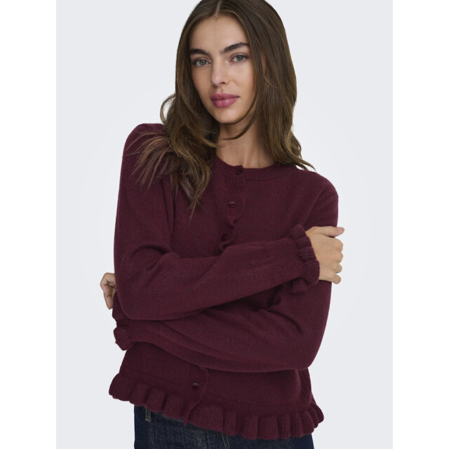 Jacqueline de Yong Jdyletty ls on frill cardigan knt noos bordeaux 4249.47.0015 large