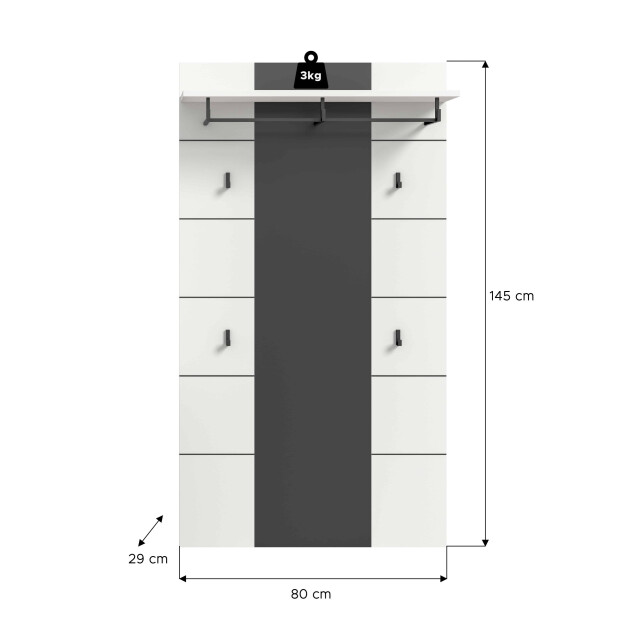 Furnilux Canu kapstok / garderobekastpaneel nb basaltgrijs nb 3256754 large