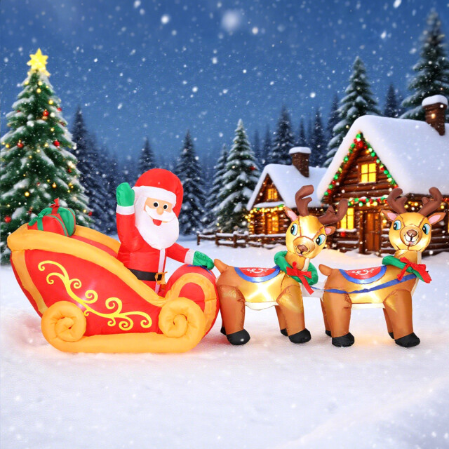 4goodz Opblaasbare kerstman met slee en rendieren met led-verlichting 3309714 large