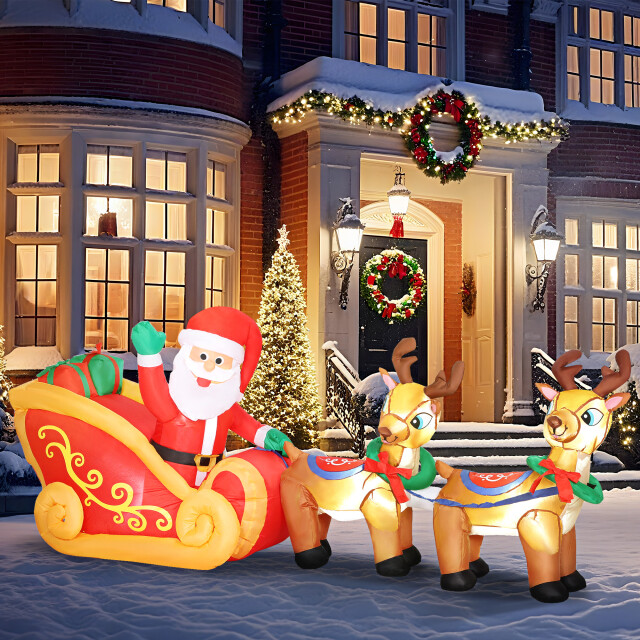 4goodz Opblaasbare kerstman met slee en rendieren met led-verlichting 3309714 large