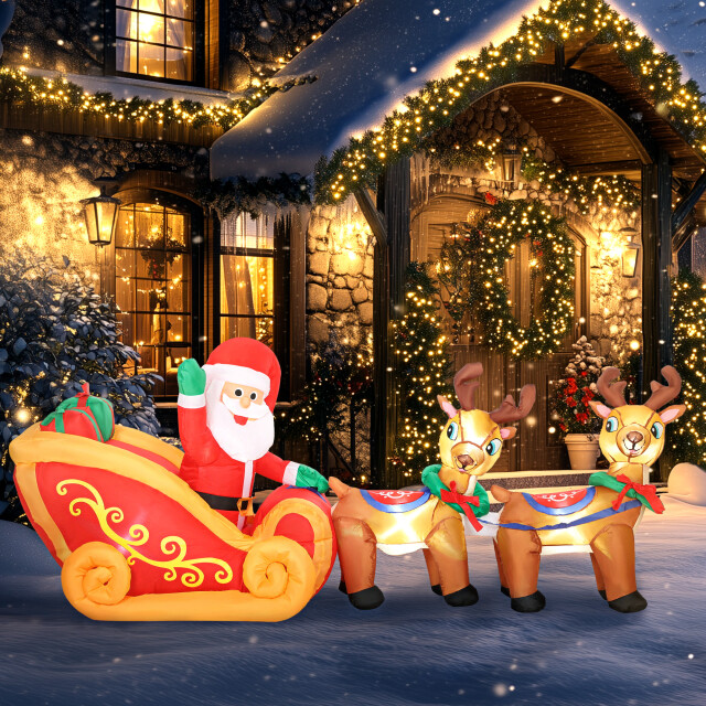 4goodz Opblaasbare kerstman met slee en rendieren met led-verlichting 3309714 large