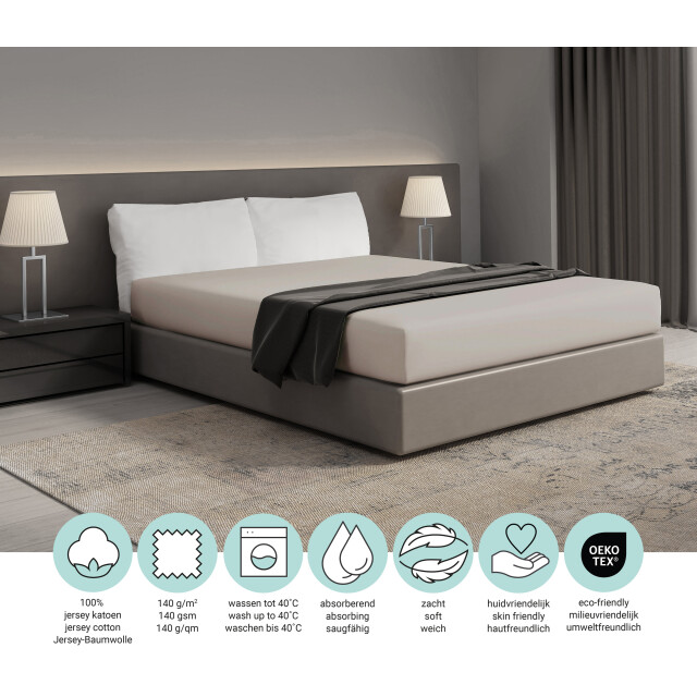 DoubleDry Hoeslaken jersey 100% katoen tweepersoons 160x200 cm zacht & 3320113 large