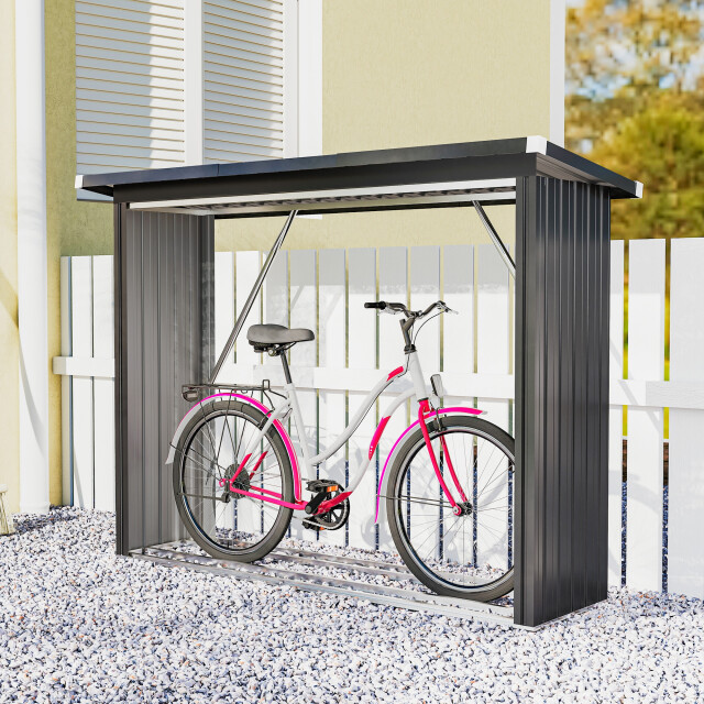 4goodz Houtopslag gegalvaniseerd staal met schuin dak – 66x213x150 cm - 3309715 large